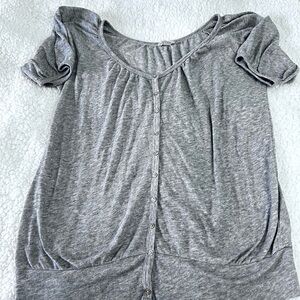 Old Navy Gray Button-Front Short Sleeve Tunic